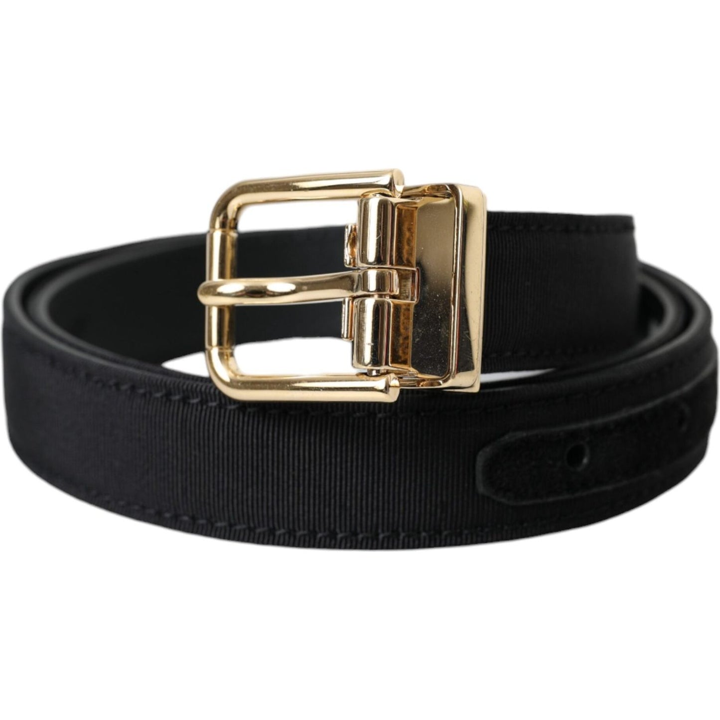 Dolce & Gabbana Black Gros Grain Gold Metal Buckle Belt Men Dolce & Gabbana