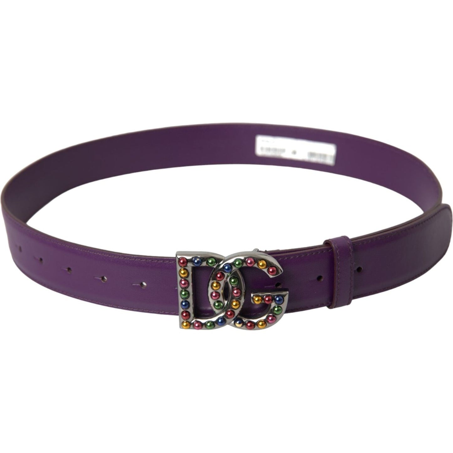 Dolce & Gabbana Purple Leather DG Logo Studs Metal Buckle Belt Dolce & Gabbana