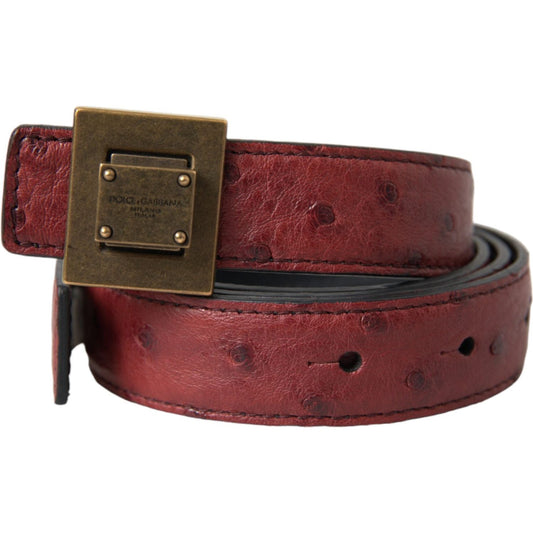 Dolce & Gabbana Brown Leather Square Metal Buckle Belt