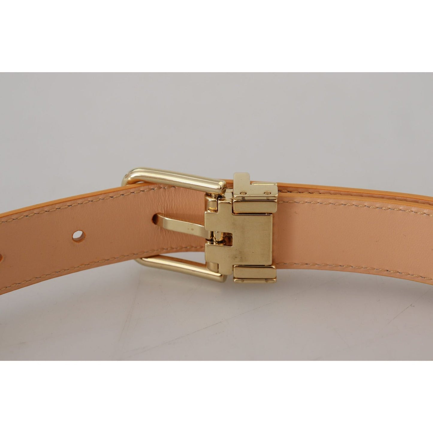 Dolce & Gabbana Beige Exotic Leather Gold Metal Buckle Belt Dolce & Gabbana