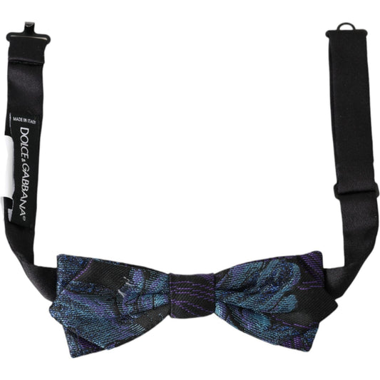 Dolce & Gabbana Black Blue Brocade Adjustable Neck Men Bow Tie Dolce & Gabbana Dark Slate Gray