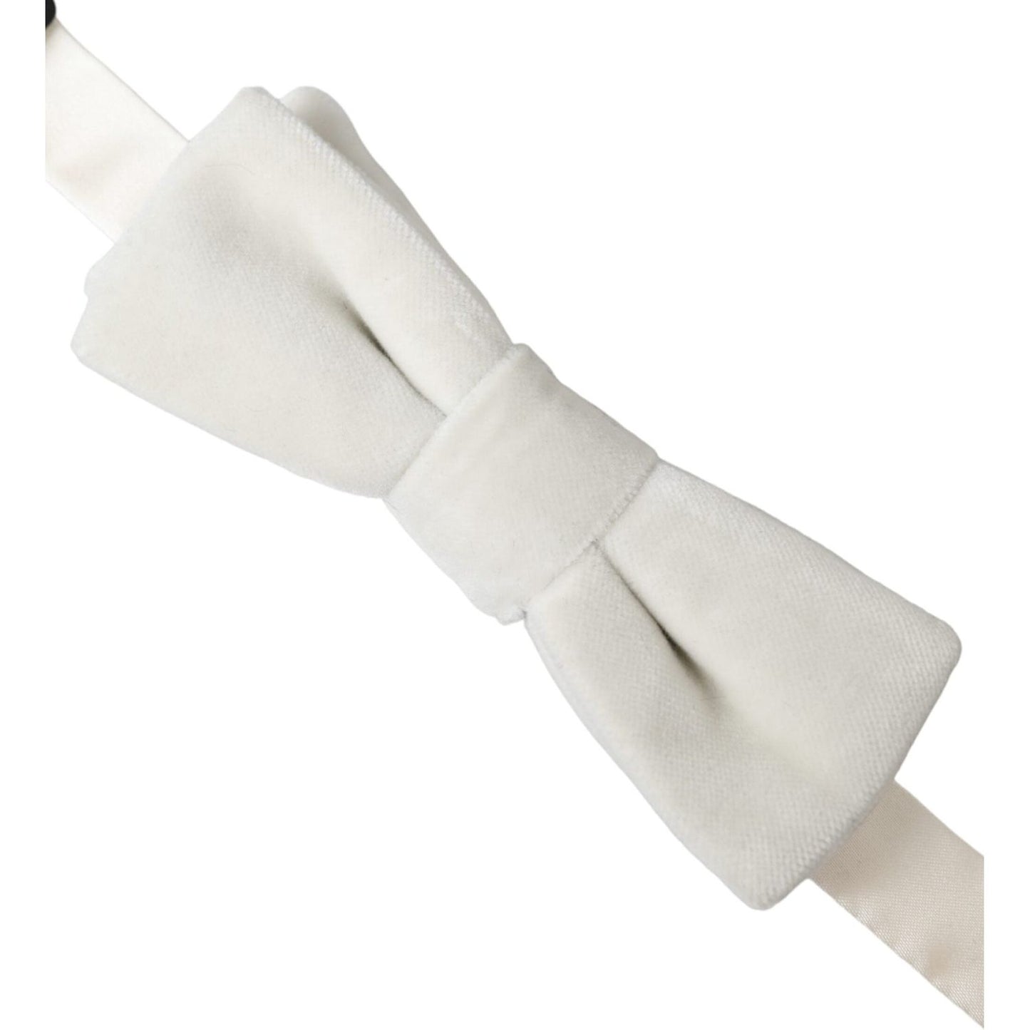 Dolce & Gabbana White Suede Cotton Adjustable Neck Men Bow Tie Dolce & Gabbana