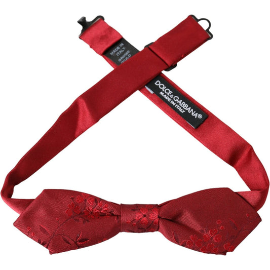 Dolce & Gabbana Red Brocade Silk Adjustable Neck Men Bow Tie Dolce & Gabbana