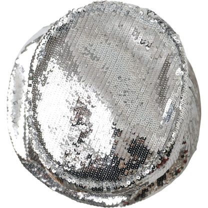Dolce & Gabbana Silver Sequined Nylon Bucket Hat Men