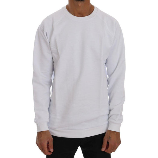 Daniele Alessandrini Elegant White Crewneck Cotton Sweater Daniele Alessandrini