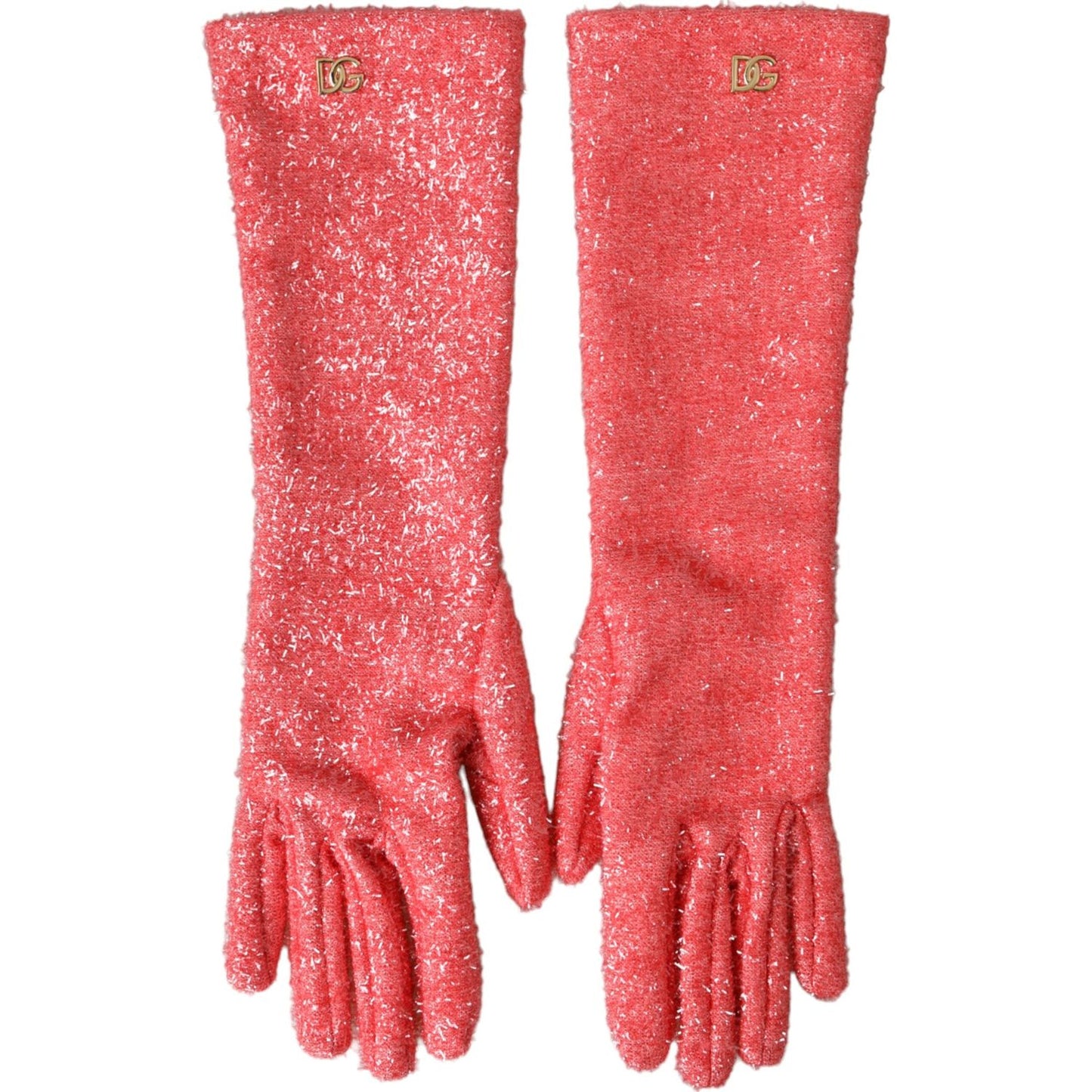 Dolce & Gabbana Pink Lurex Fantasia Mid Arm Length Gloves Dolce & Gabbana