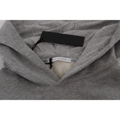 Daniele Alessandrini Gray Pullover Hodded Cotton Sweater