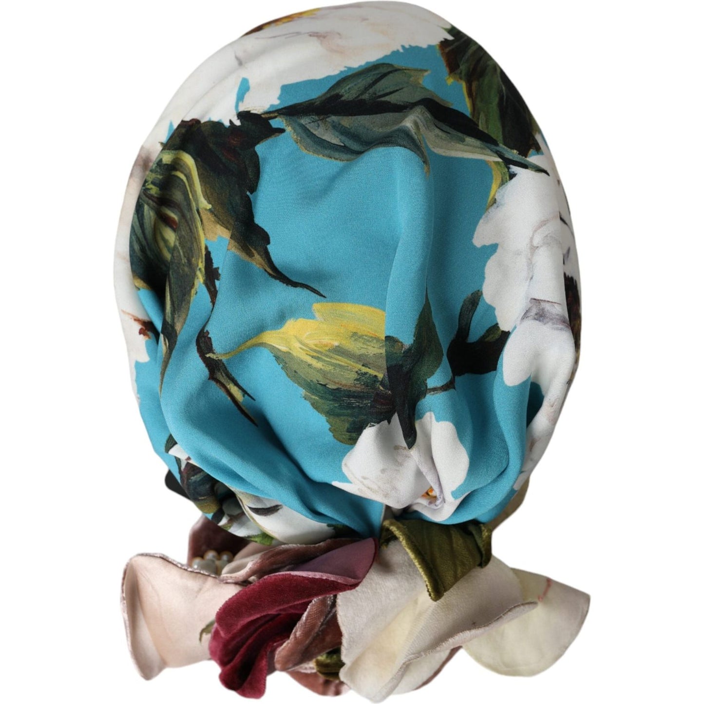 Dolce & Gabbana Blue Floral Motif Turban Head Hat Women Dolce & Gabbana