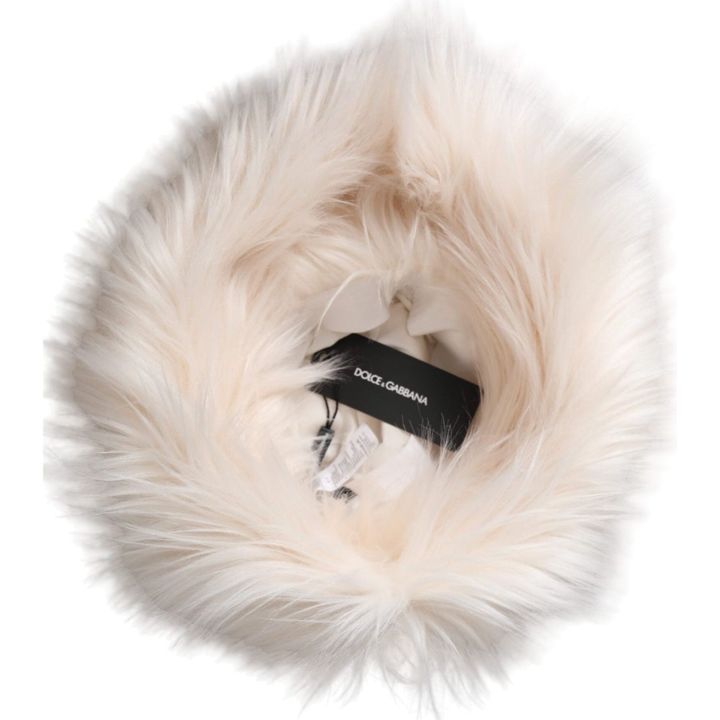 Dolce & Gabbana White Acrylic Fur Womens Bucket Hat Dolce & Gabbana