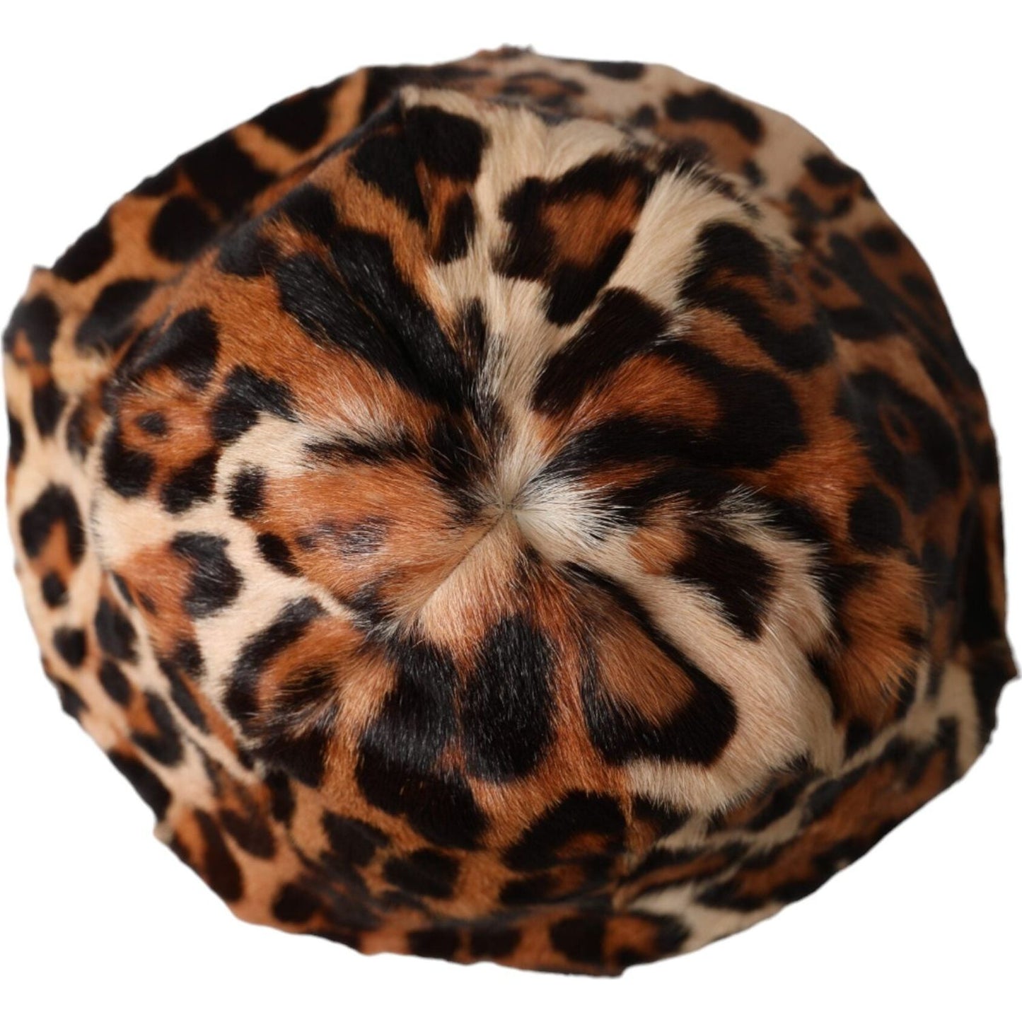 Dolce & Gabbana Brown Leopard Fur Women Bucket Hat Dolce & Gabbana