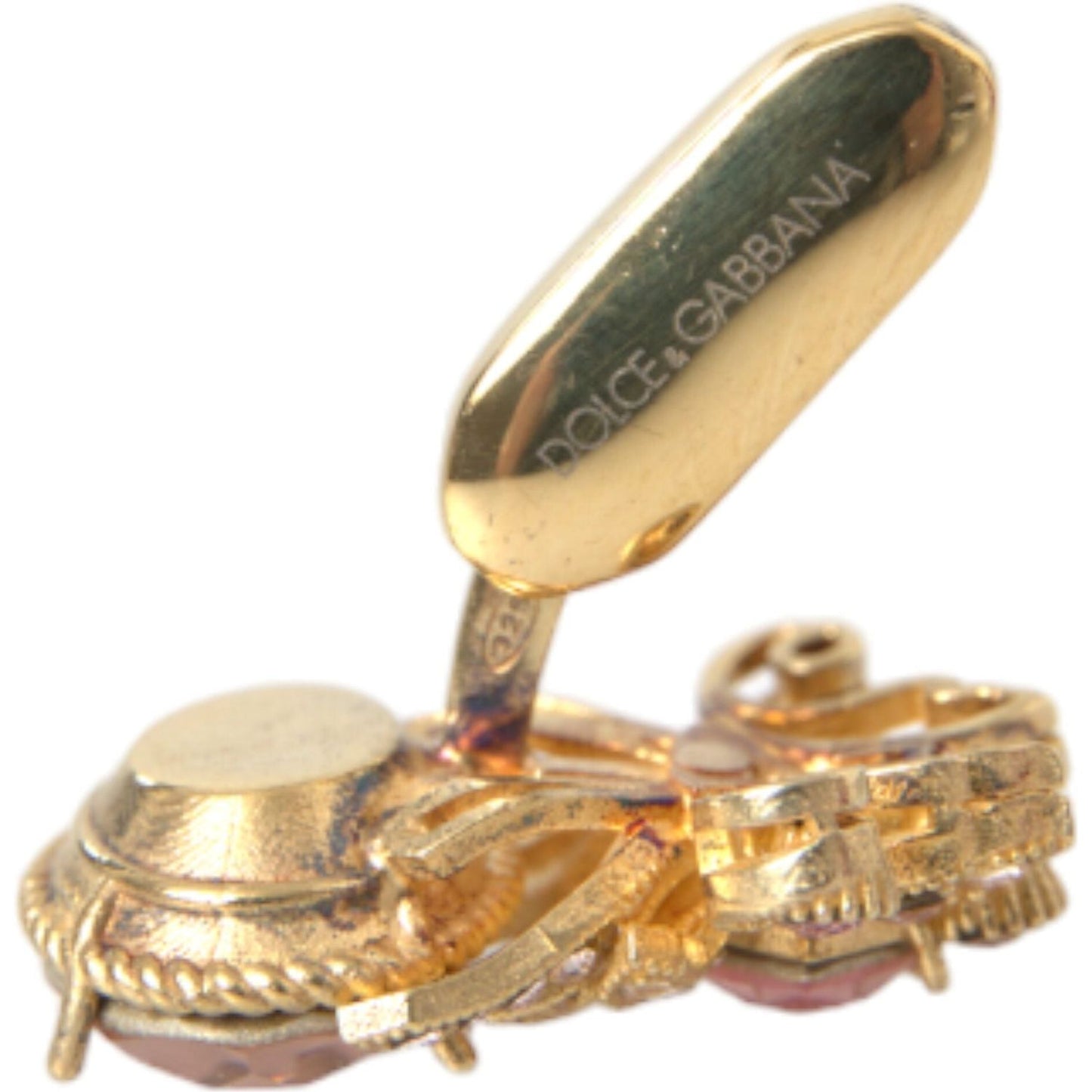 Dolce & Gabbana Gold Tone 925 Sterling Silver Crystal Cufflink Cufflinks Dolce & Gabbana