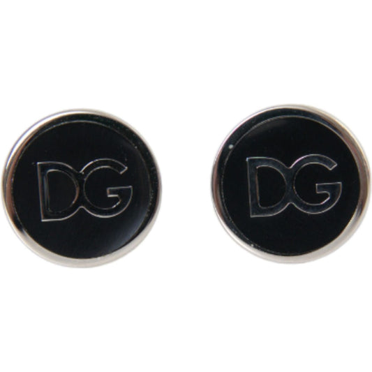 Silver Plated Brass Round Pin DG Logo Cufflinks