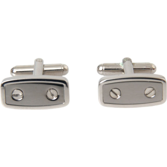 Dolce & Gabbana Silver Plated Metal Brass Pin Men Cufflinks