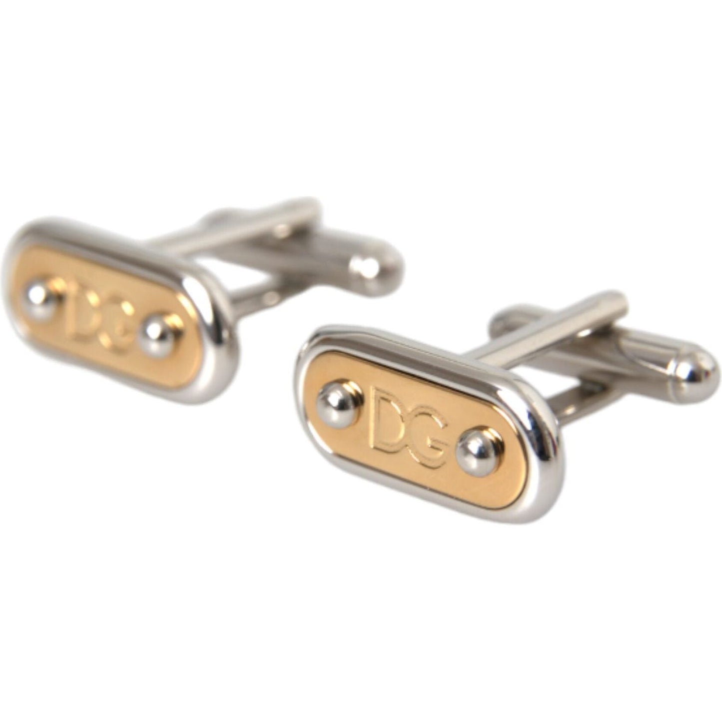 Dolce & Gabbana Silver Gold Plated Metal Brass Pin Cufflinks Cufflinks Dolce & Gabbana