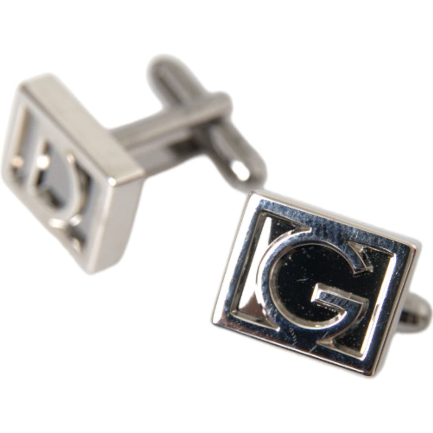 Dolce & Gabbana Silver Plated Metal Brass DG Logo Pin Cufflinks Cufflinks Dolce & Gabbana