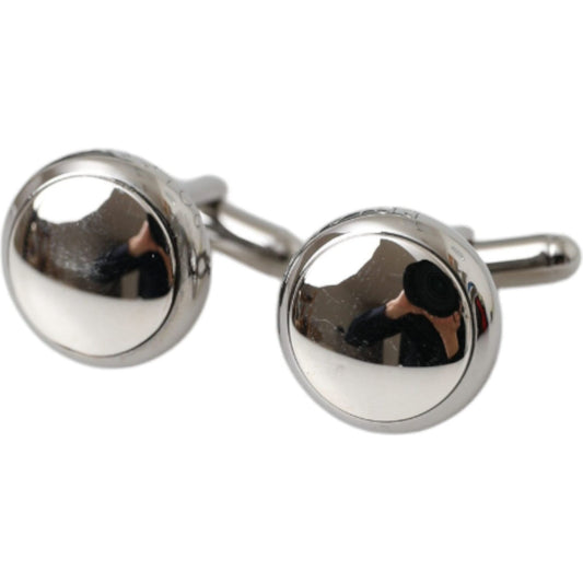 Silver Plated Brass Round Pin Men Cufflinks