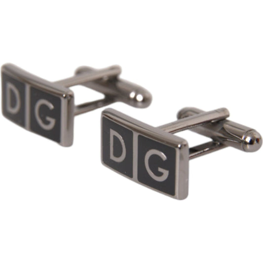 Silver Plated Metal Brass DG Logo Pin Cufflinks