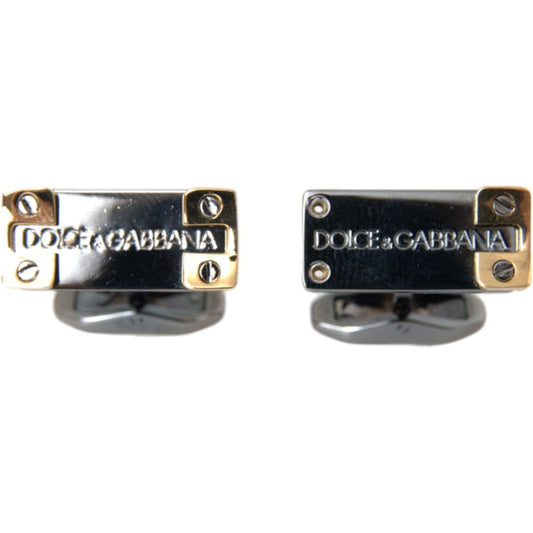 Silver Gold Plated Brass DG Logo Pin Cufflinks