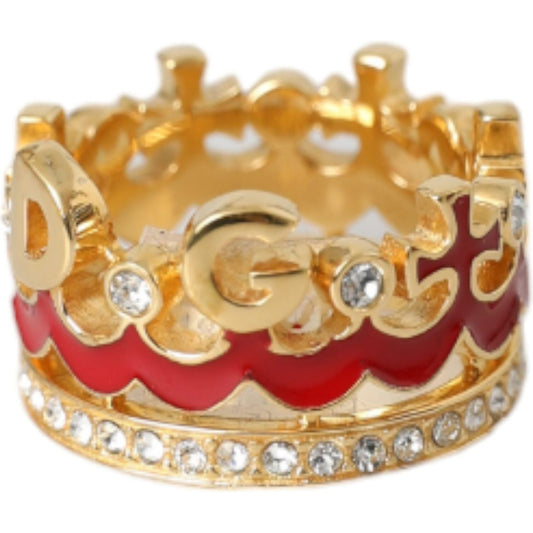 Dolce & Gabbana Gold Tone BrassCrystal Enamel DG CROWN Statement Ring Ring Dolce & Gabbana