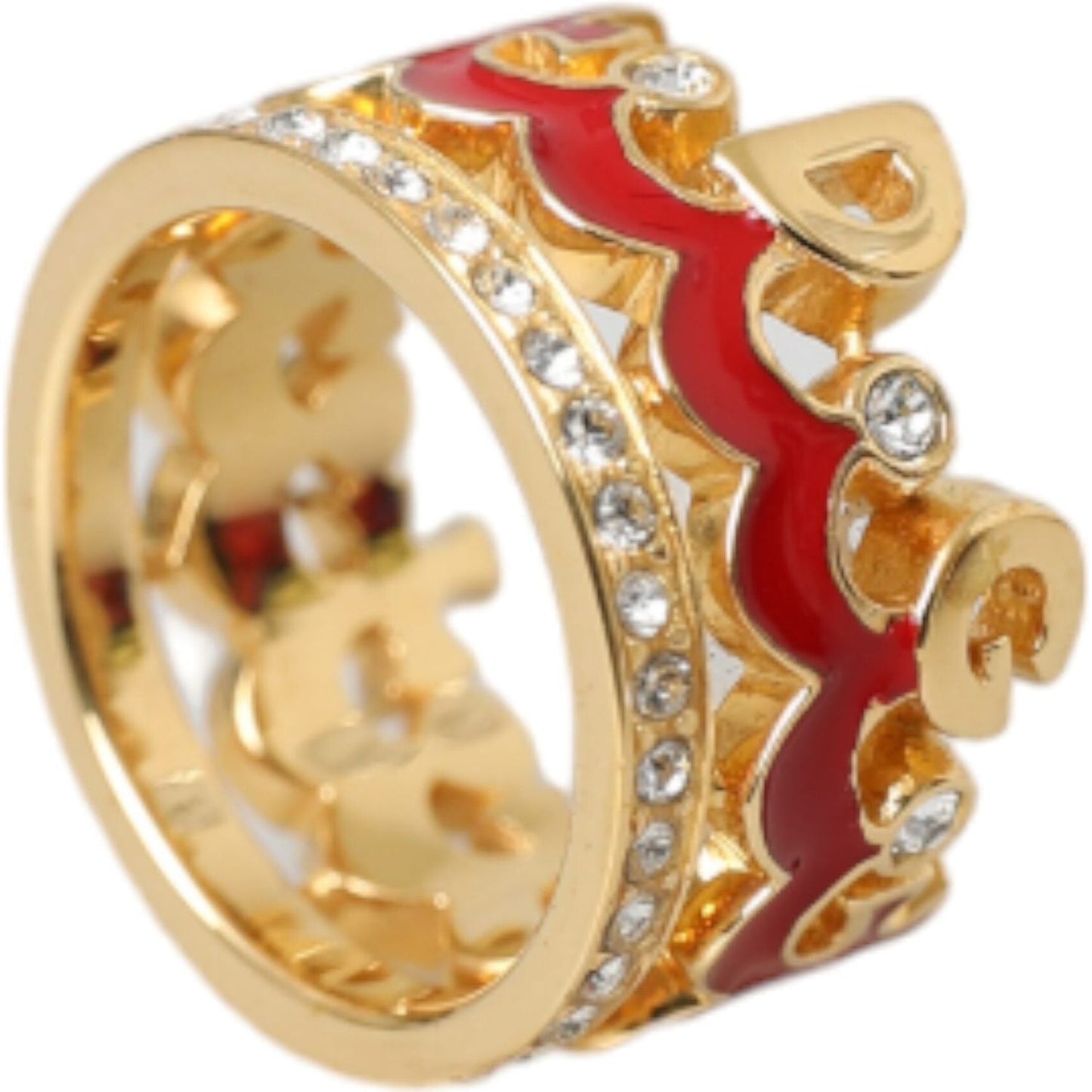 Dolce & Gabbana Gold Tone BrassCrystal Enamel DG CROWN Statement Ring Ring Dolce & Gabbana