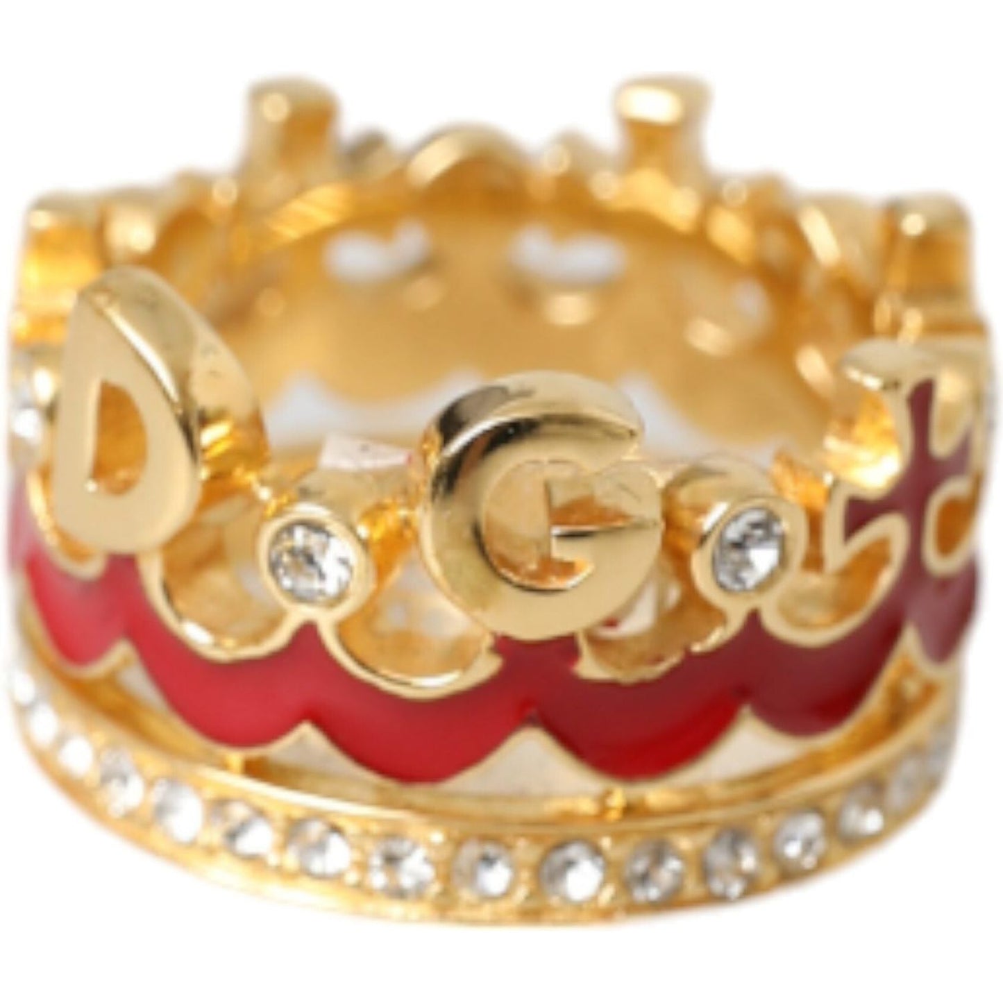 Dolce & Gabbana Gold Tone BrassCrystal Enamel DG CROWN Statement Ring Ring Dolce & Gabbana