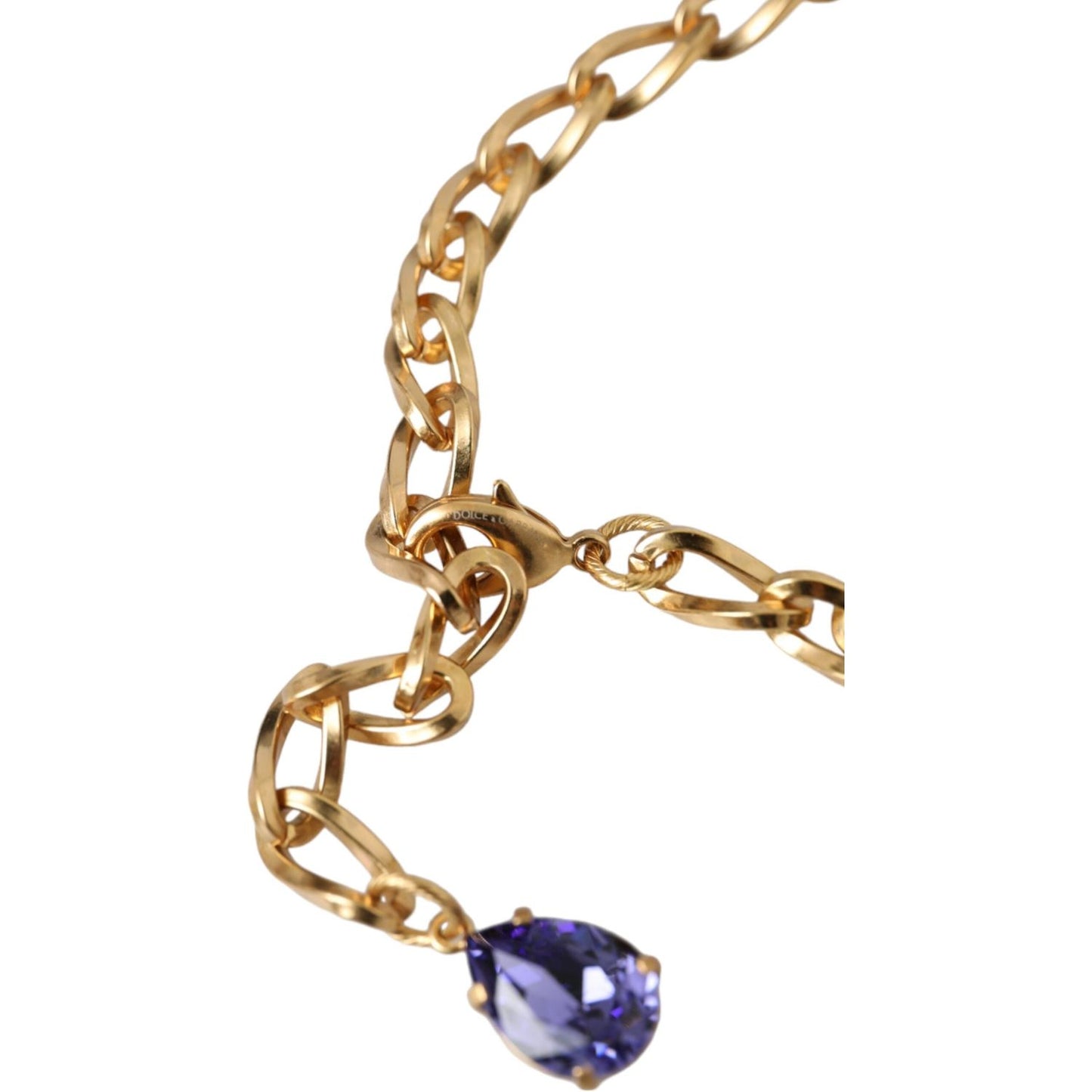 Dolce & Gabbana Gold Brass Crystal Purple Pink Pearl Pendants Necklace Necklace Dolce & Gabbana