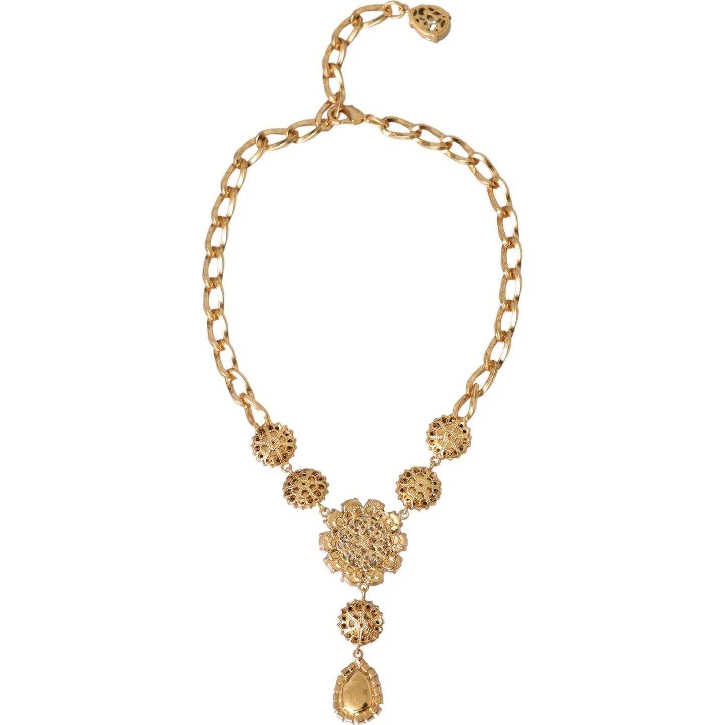 Dolce & Gabbana Gold Brass Crystal Purple Pink Pearl Pendants Necklace Necklace Dolce & Gabbana