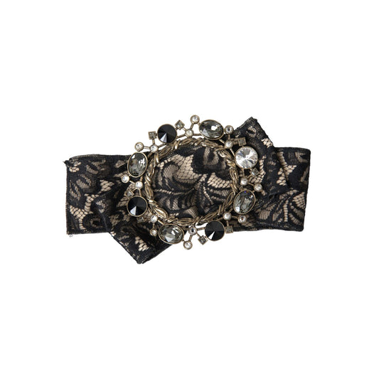 Dolce & Gabbana Black Lace Crystal Handmade Brooch Hair Pin