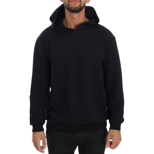 Daniele Alessandrini Black Gym Casual Hooded Cotton Sweater