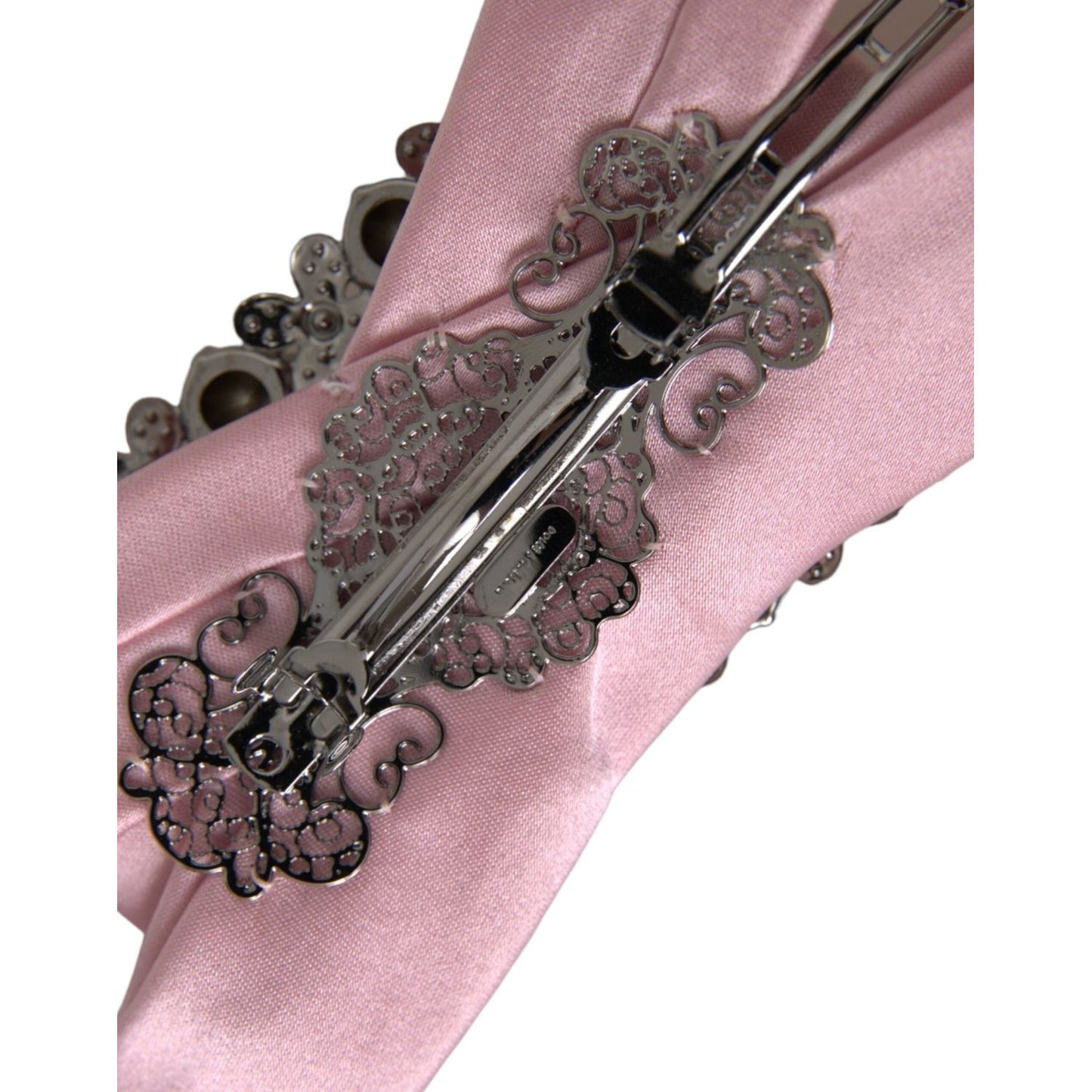 Dolce & Gabbana Pink Satin Crystal Jewelry Brooch Hair Pin FASHION ACCESSORIES Dolce & Gabbana