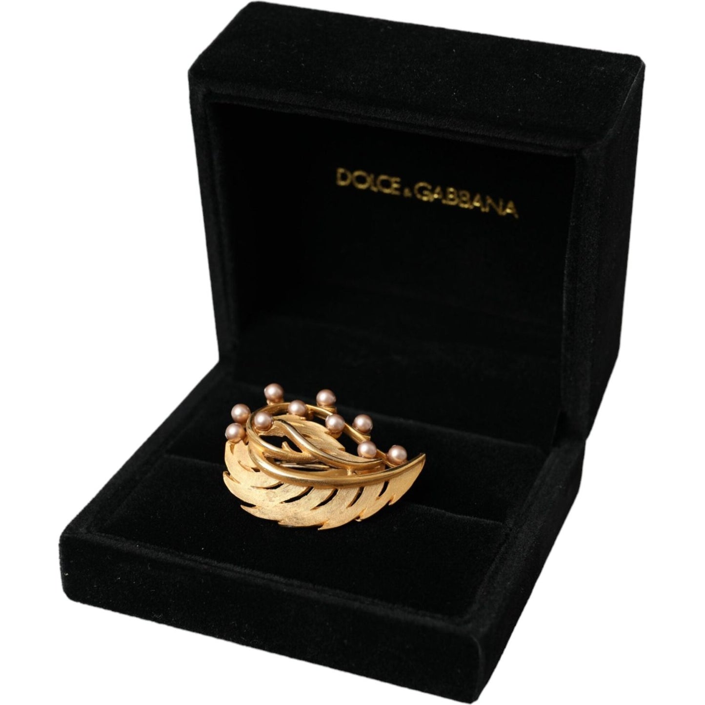 Dolce & Gabbana Gold Brass Leaf Embellished Jewelry Brooch Hair Pin FASHION ACCESSORIES Dolce & Gabbana