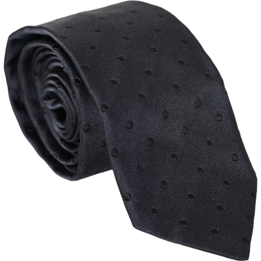 Dark Blue Dotted Silk Adjustable Tie