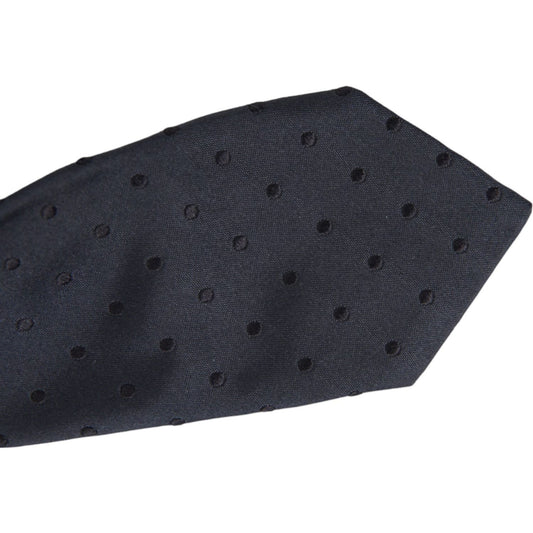 Dark Blue Dotted Silk Adjustable Tie