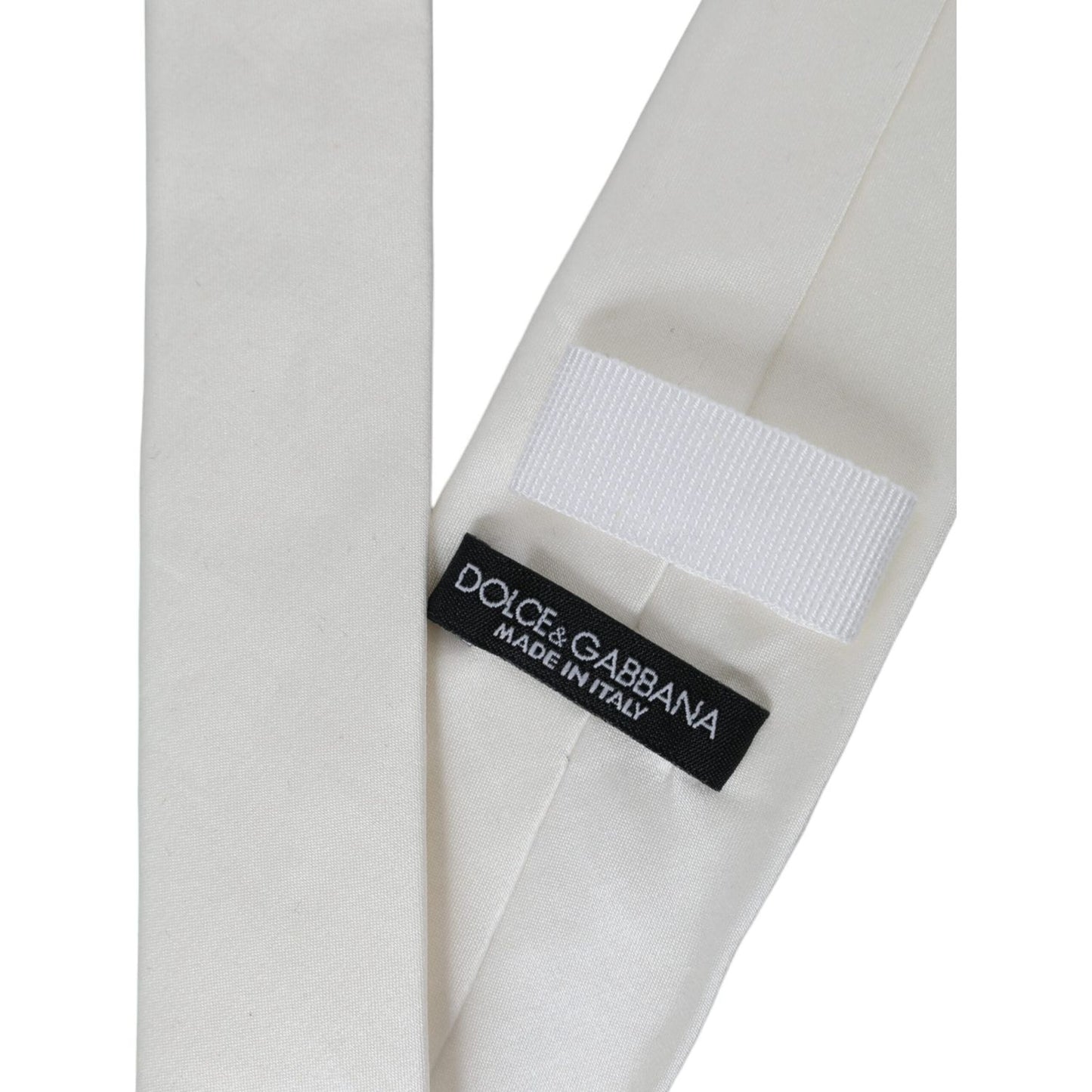 Dolce & Gabbana White Silk Blend Adjustable Tie Men Dolce & Gabbana