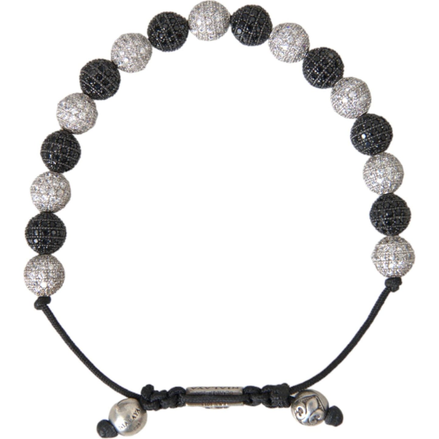 Nialaya CZ Crystal Ball Black White Beaded Bracelet Bracelet Nialaya