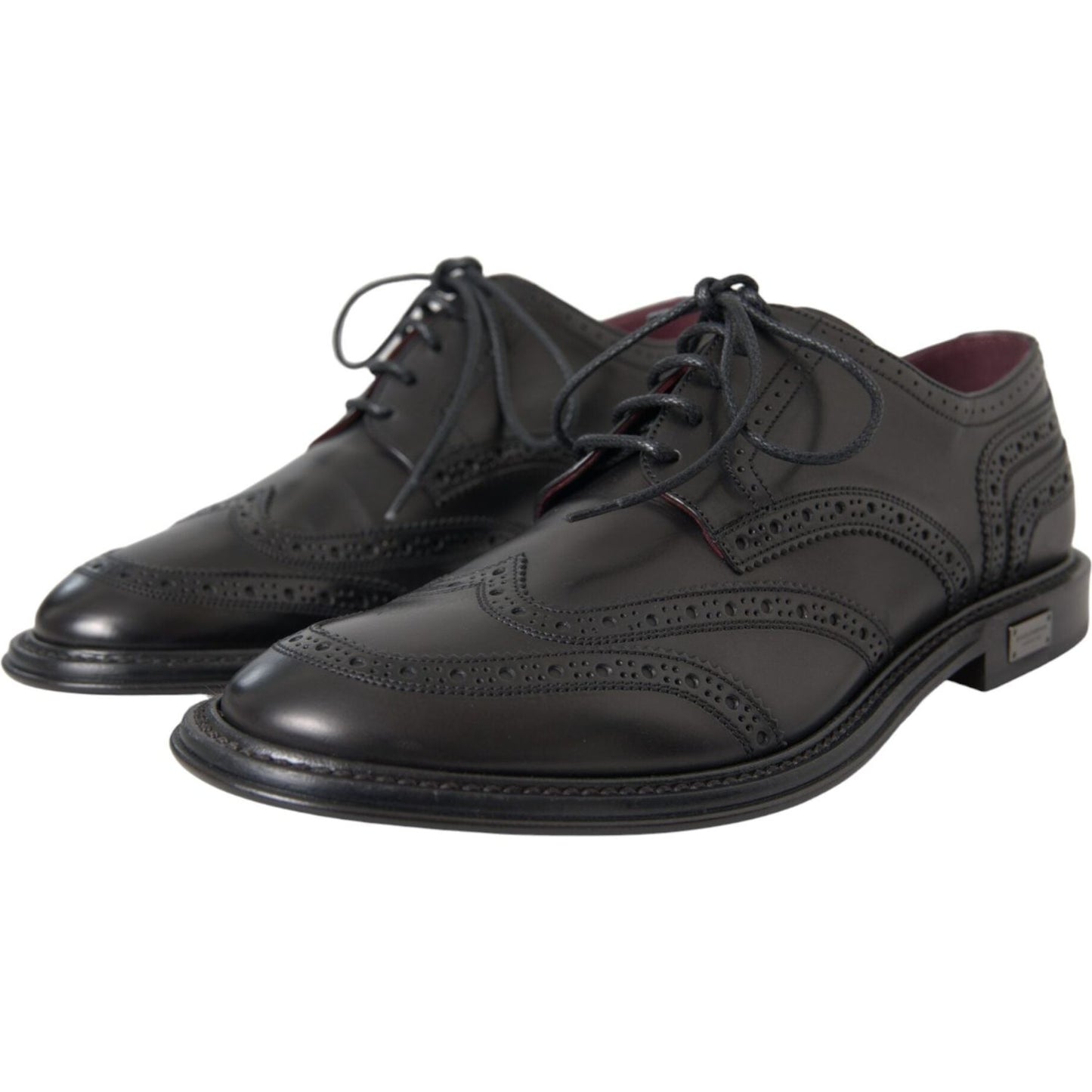 Dolce & Gabbana Black Leather Oxford Wingtip Formal Men Shoes Dolce & Gabbana