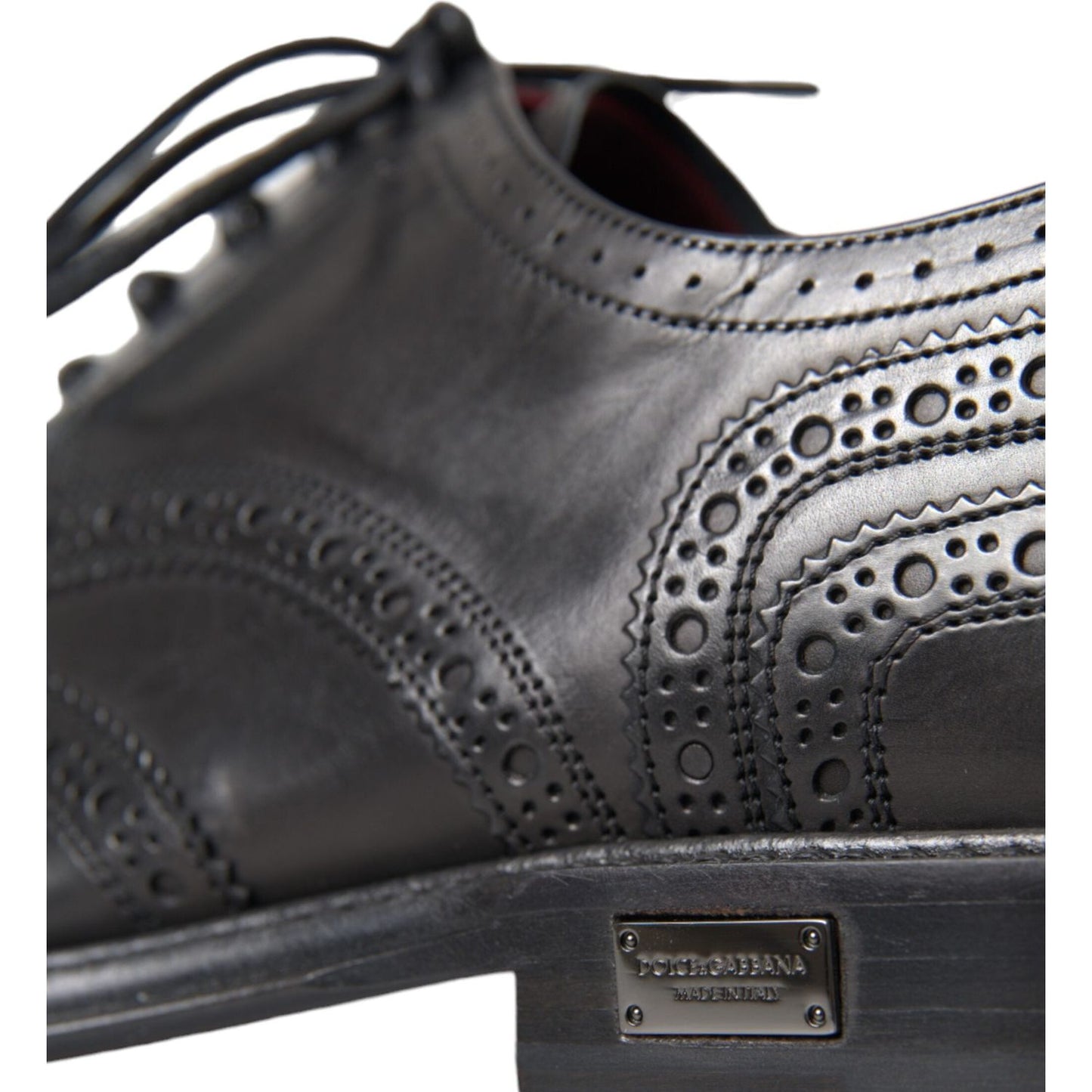 Dolce & Gabbana Black Leather Oxford Wingtip Formal Men Shoes Dolce & Gabbana