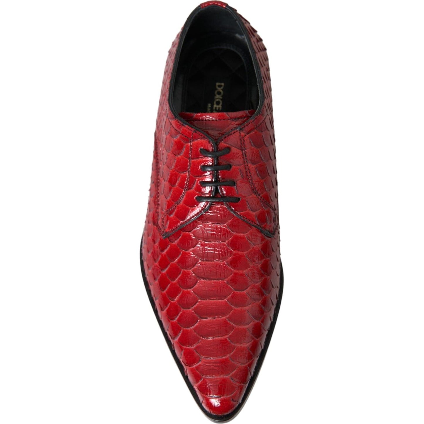 Dolce & Gabbana Red Textured Varnished Derby Men Formal Shoes Dolce & Gabbana