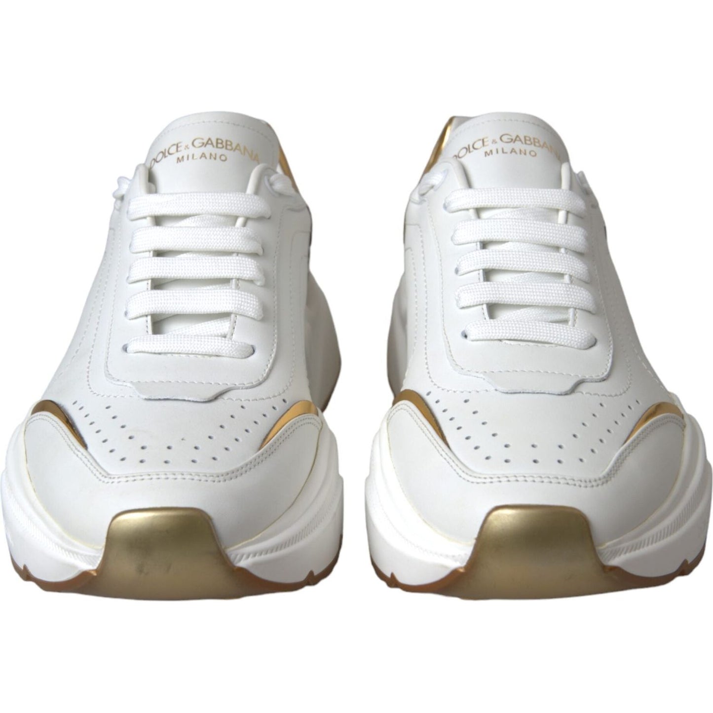 Dolce & Gabbana White Gold DAYMASTER Leather Sneakers Shoes Dolce & Gabbana