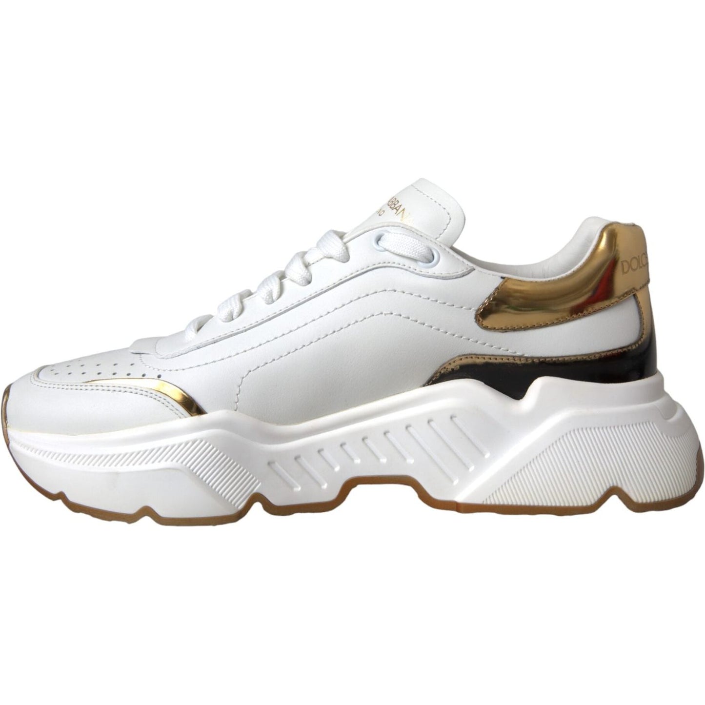 Dolce & Gabbana White Gold DAYMASTER Leather Sneakers Shoes Dolce & Gabbana