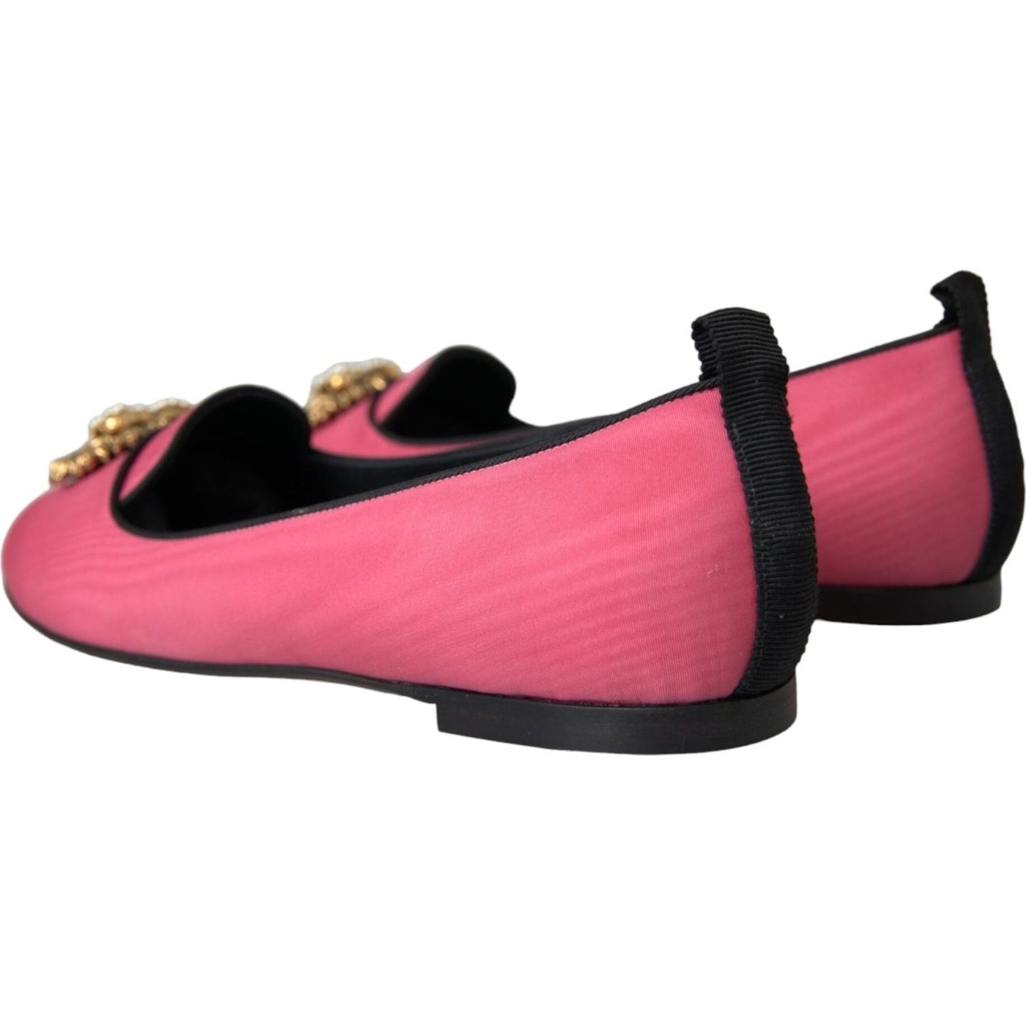 Dolce & Gabbana Pink Velvet Slip On Loafers Flats Shoes Dolce & Gabbana