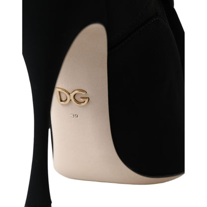 Dolce & Gabbana Black Stiletto Heels Mid Calf Boots Shoes