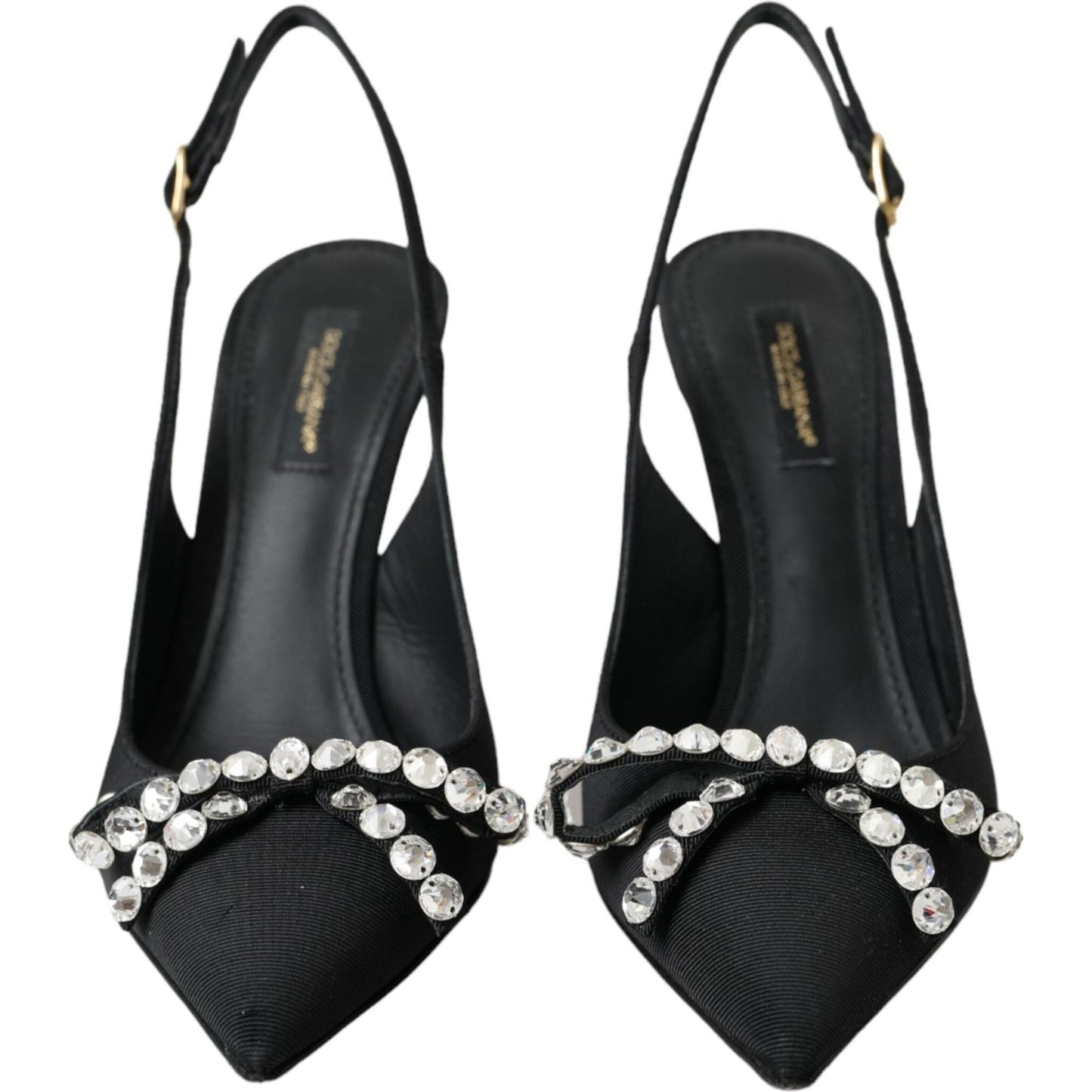 Dolce & Gabbana Black Crystal Embellished Slingback Shoes Dolce & Gabbana