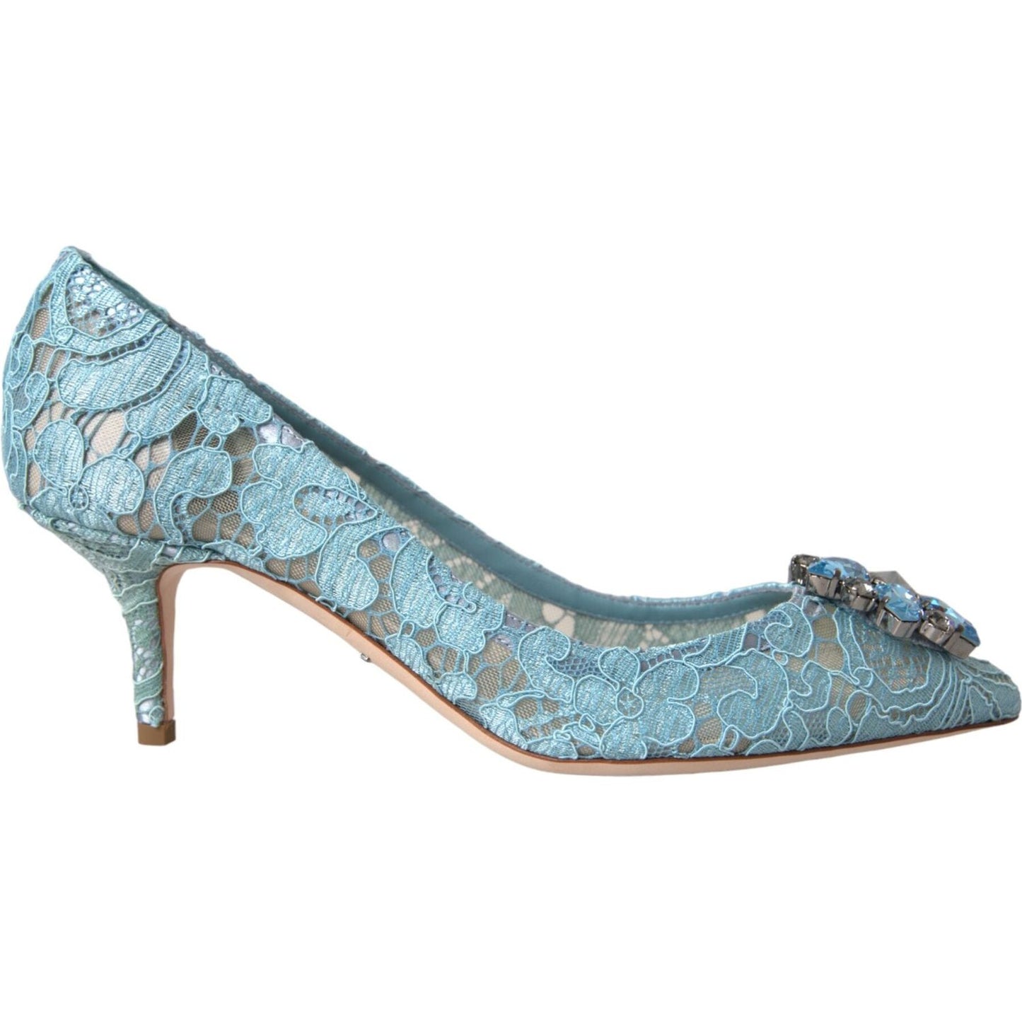 Dolce & Gabbana Blue Taormina Lace Crystal Heel Pumps Shoes Dolce & Gabbana