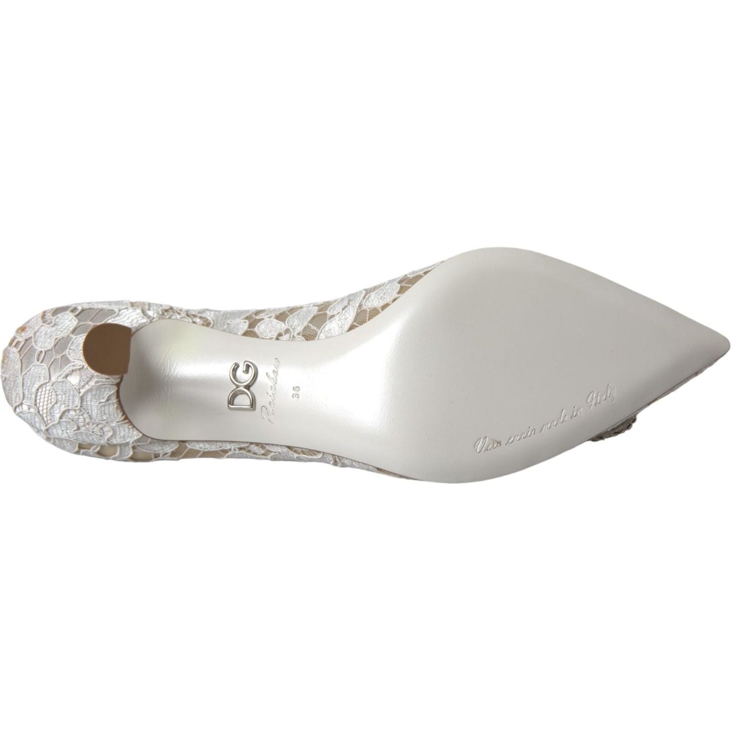 Dolce & Gabbana White Floral Lace DG Crystal Pumps Shoes Dolce & Gabbana