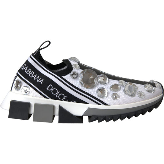 White Sorrento Crystals Sneakers Shoes