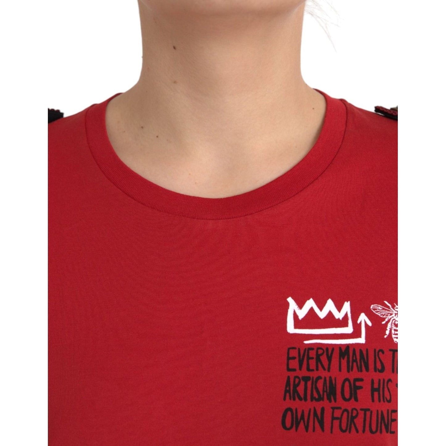 Dolce & Gabbana Red Cotton Graphic Print Crew Neck T-shirt Dolce & Gabbana