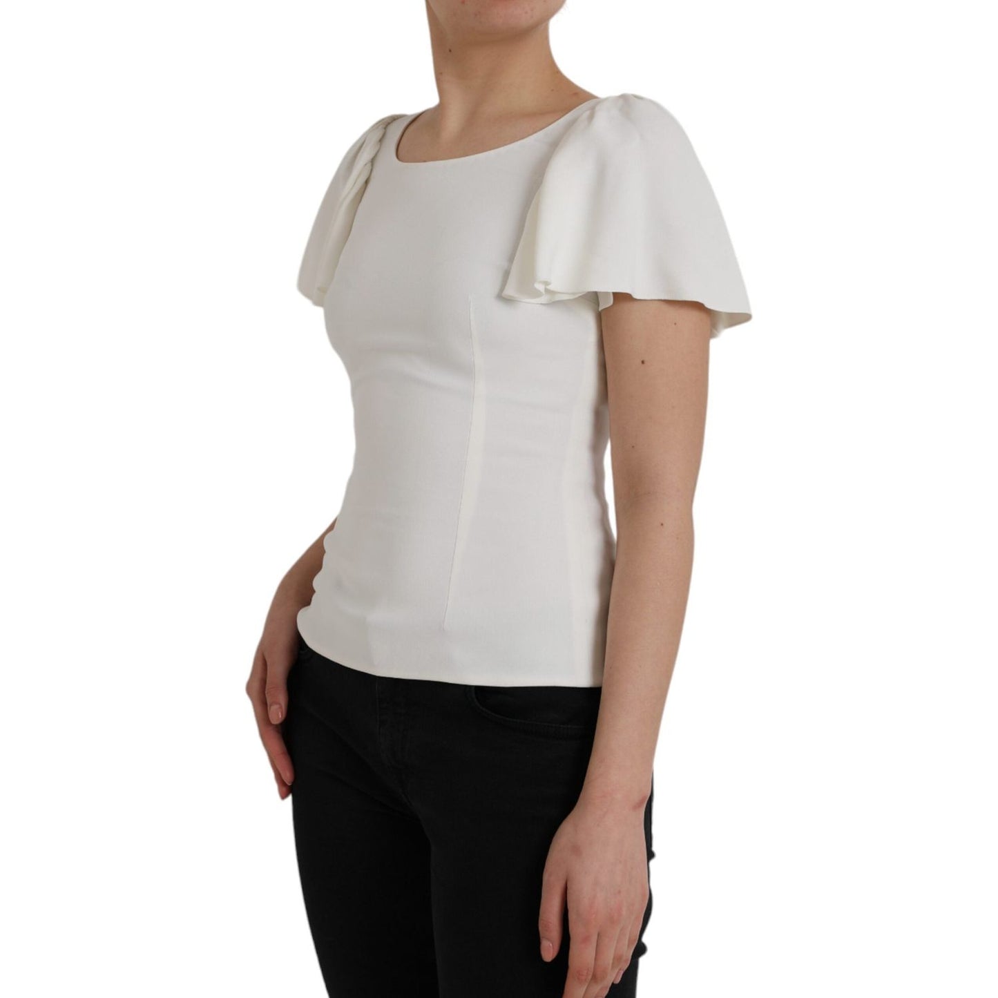 Dolce & Gabbana White Viscose Round Neck Short Sleeves Top Dolce & Gabbana