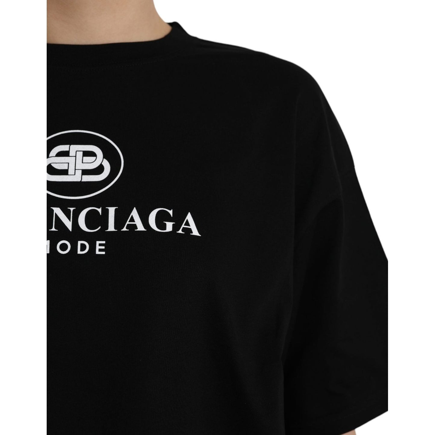 Balenciaga Black Cotton Logo Crew Neck Short Sleeves T-shirt Balenciaga