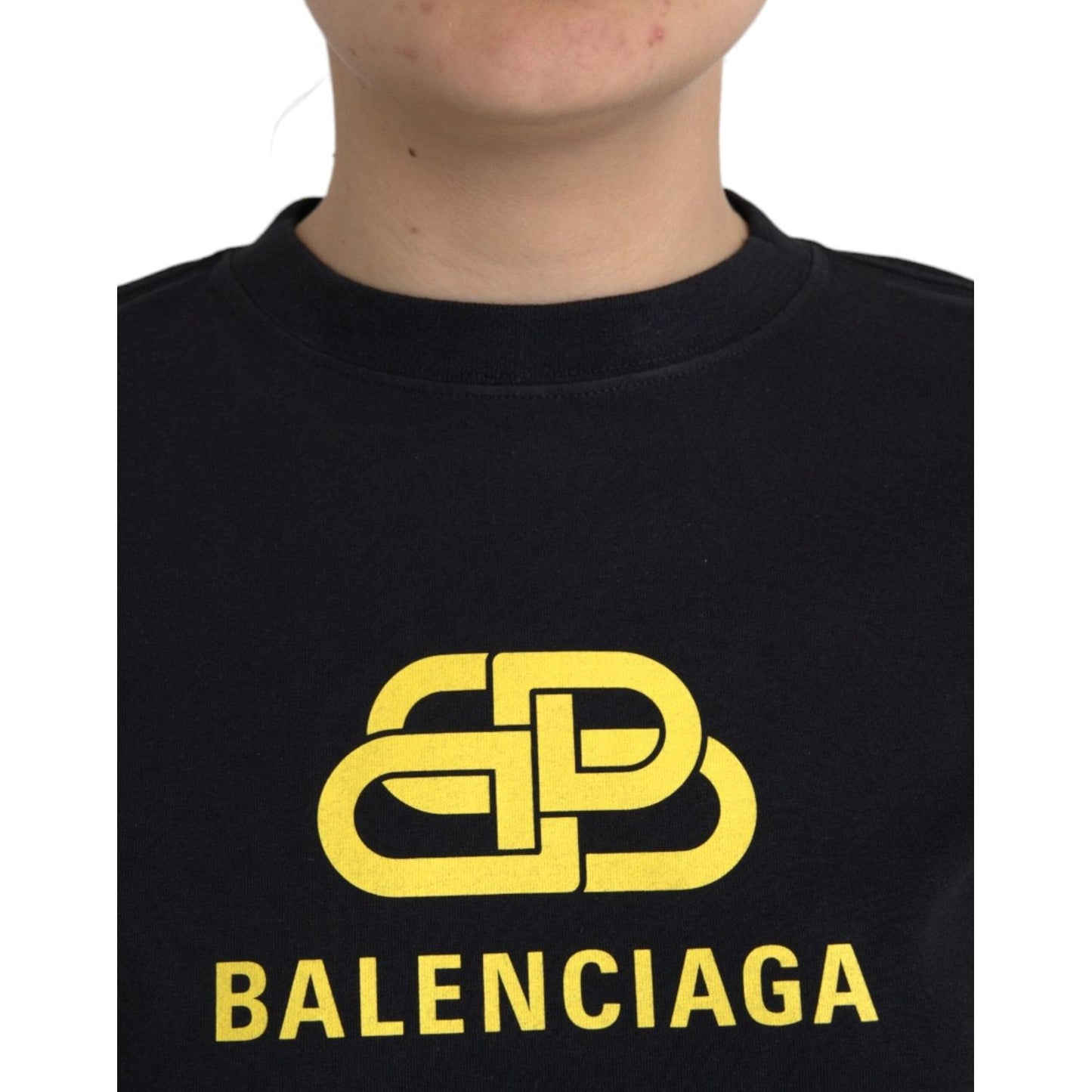 Balenciaga Black Cotton Logo Print Crew Neck Short Sleeves T-shirt Balenciaga